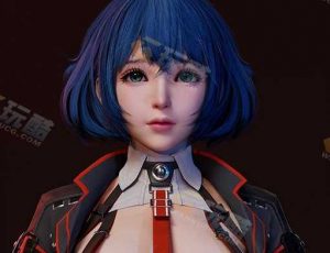 蓝发可爱少女模型