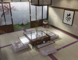 日式客厅场景工程模型