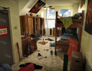 凌乱的宿舍场景工程源文件