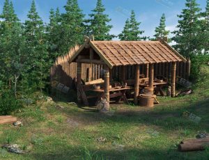 中世纪木屋场景工程模型