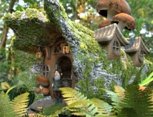 精灵木屋场景工程模型