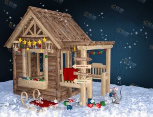 冬季圣诞小木屋场景工程模型