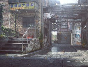 赛博都市街道场景工程模型