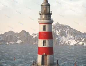 海边老灯塔场景工程模型