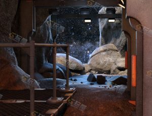 科幻山洞场景工程模型