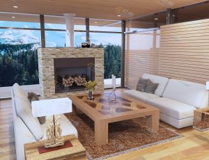 木构室内别墅客厅场景工程模型