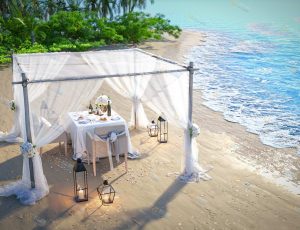 浪漫海滩婚礼仪式举办地场景工程模型