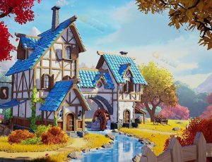 唯美三渲二卡通童话木屋场景Blender工程源文件