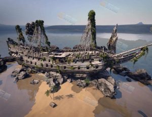 废弃的古老海盗船Blender工程源文件