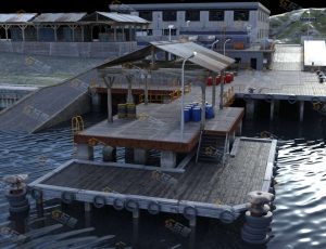 港湾码头Blender工程源文件