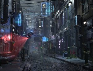 大型三维赛博朋克概念场景制作