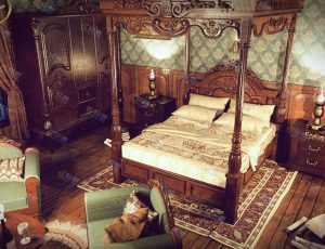 古典奢华装修卧室场景工程模型