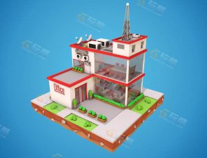 卡通low poly办公室