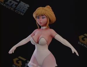 风格化白色连衣裙女孩模型