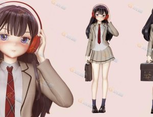 校服可爱少女模型