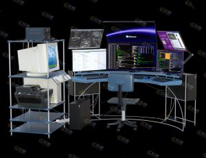 黑客工作电脑桌模型