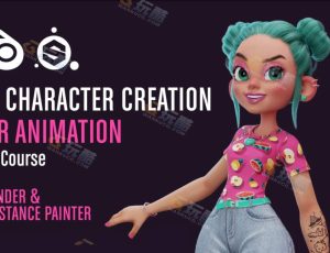 Blender全流程制作可爱卡通滑板小女孩建模绑定渲染视频教程