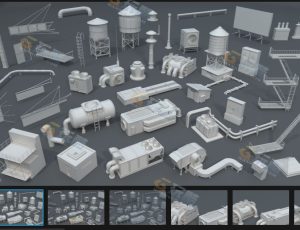 屋顶模型套装2 Blender资产库