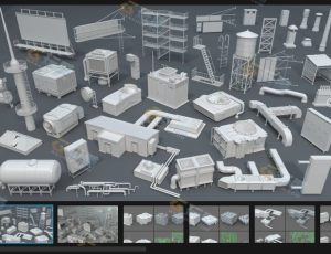 屋顶模型套装3 Blender资产库