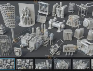 科幻工厂组件6 Blender资产库