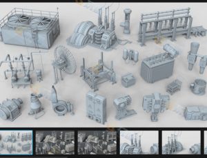 科幻工厂组件7 Blender资产库