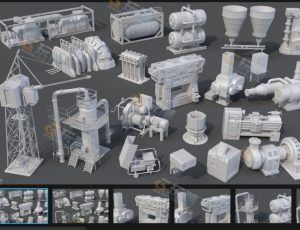 科幻工厂组件9 Blender资产库