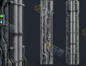 科幻电线柱模型