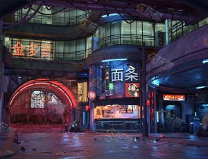 Blender资源—霓虹赛博朋克街道工程模型