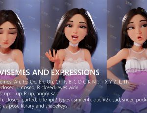 Blender资源—模块化迪斯尼风格化妩媚女孩模型