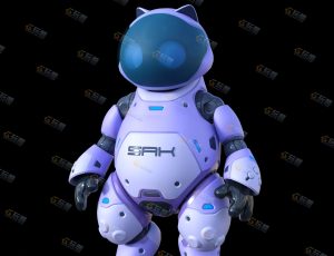 Blender资源—科幻可爱猫头机器人V1