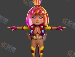 Blender资源—酷炫背包可爱卡通小女孩模型