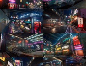 UE5素材—赛博朋克日本街道