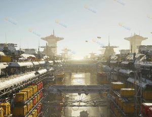 UE5素材—科幻工业基地港口