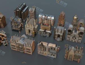 蒸汽朋克建筑Blender资产库
