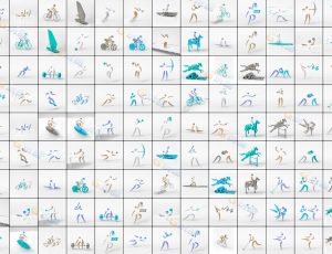 C4D简约体育运动人物模型包