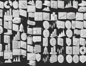 C4D商务统计元素模型包