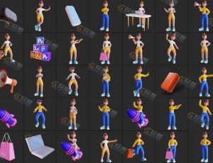 创意可爱卡通小女孩Blender资产库