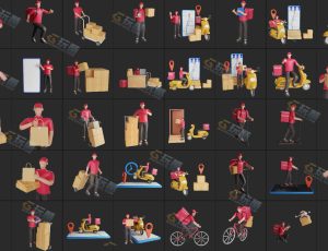 快递员主题模型Blender资产库