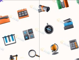 校园道具主题模型Blender资产库