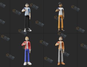 创意简约卡通人物模型Blender资产库