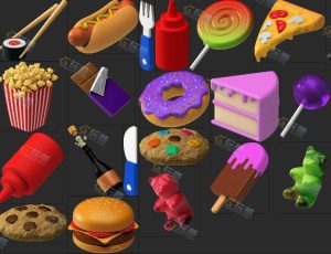 C4D美食主题道具模型包