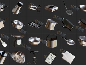 厨房道具主题模型Blender资产库