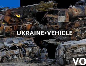 Blender素材—乌克兰扫破旧大型描汽车1