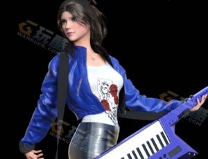 Blender素材—美女吉他手模型