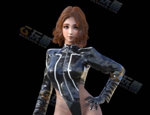 Blender素材—黑制服女孩模型