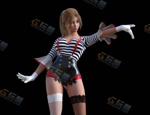 Blender素材—金发俏皮女孩模型