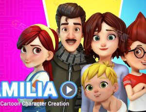 可爱风格化家庭角色模型包