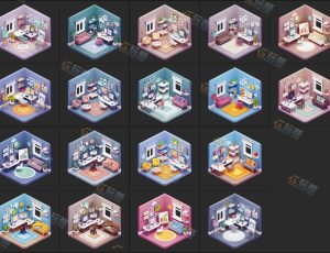 可爱卡通场景Blender资产库