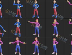可爱商务办公男女Blender资产库