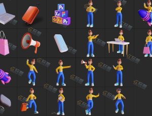 可爱有趣卡通女孩Blender资产库